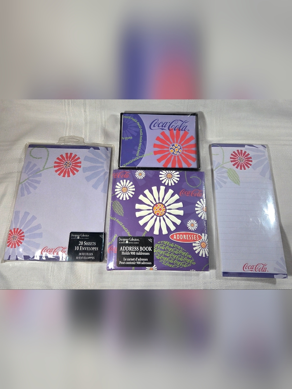 Coca Cola Designer Collection Stationary Set Envelopes/Address Book/Note Pad